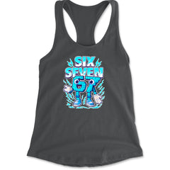 67 Brainrot Meme Slang Racerback Tank Top for Women Charcoal Grey