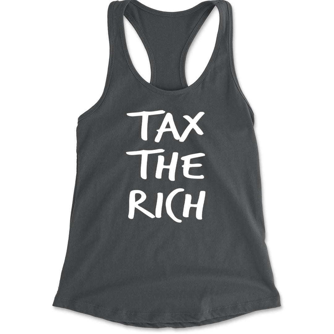 Tax the Rich Protest Wealth Inequality Racerback Tank Top for Women Charcoal Grey