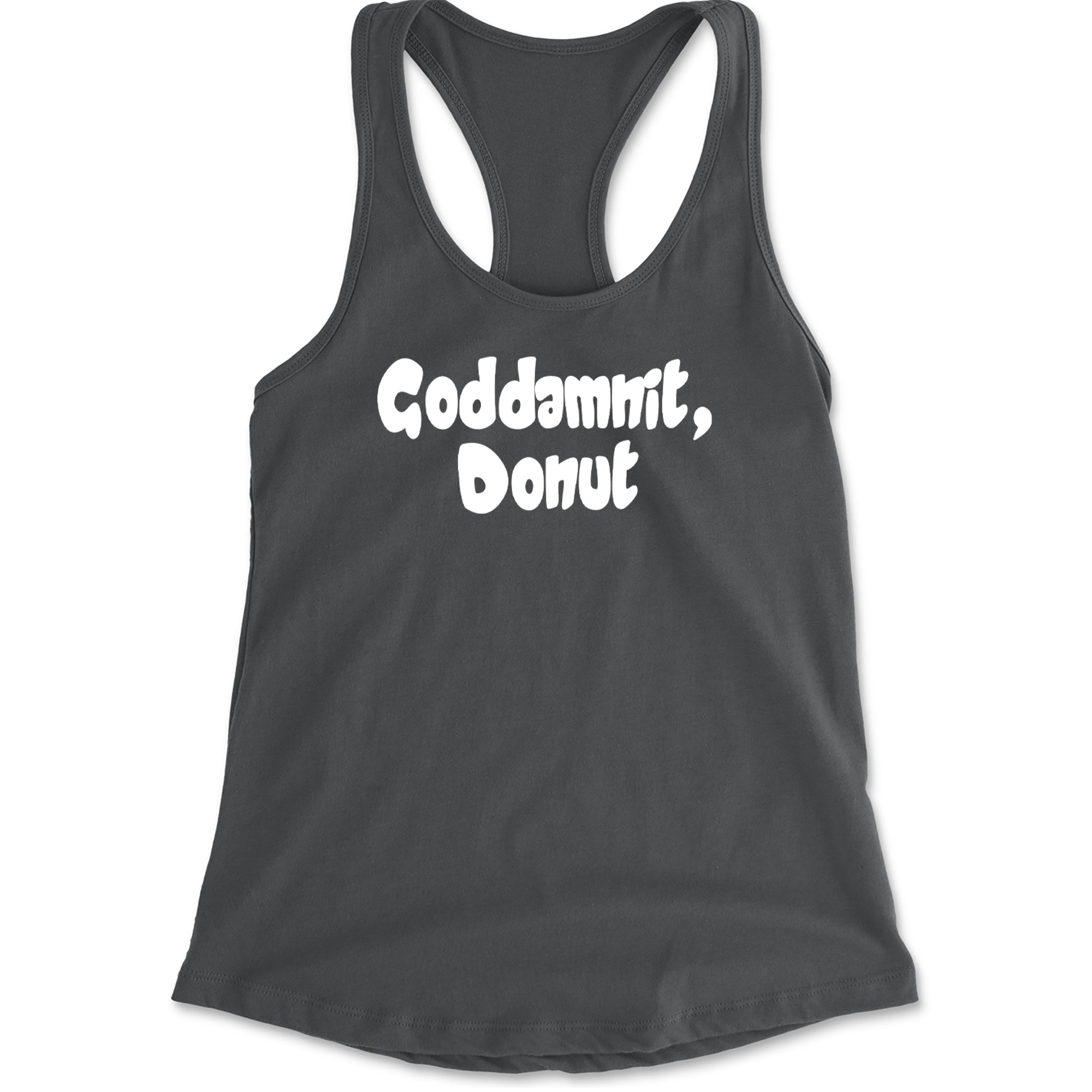 Godd-mnit, Donut Carl Racerback Tank Top for Women Charcoal Grey