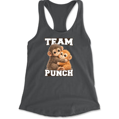 Team Punch Panchi-kun Monkey Racerback Tank Top for Women Charcoal Grey