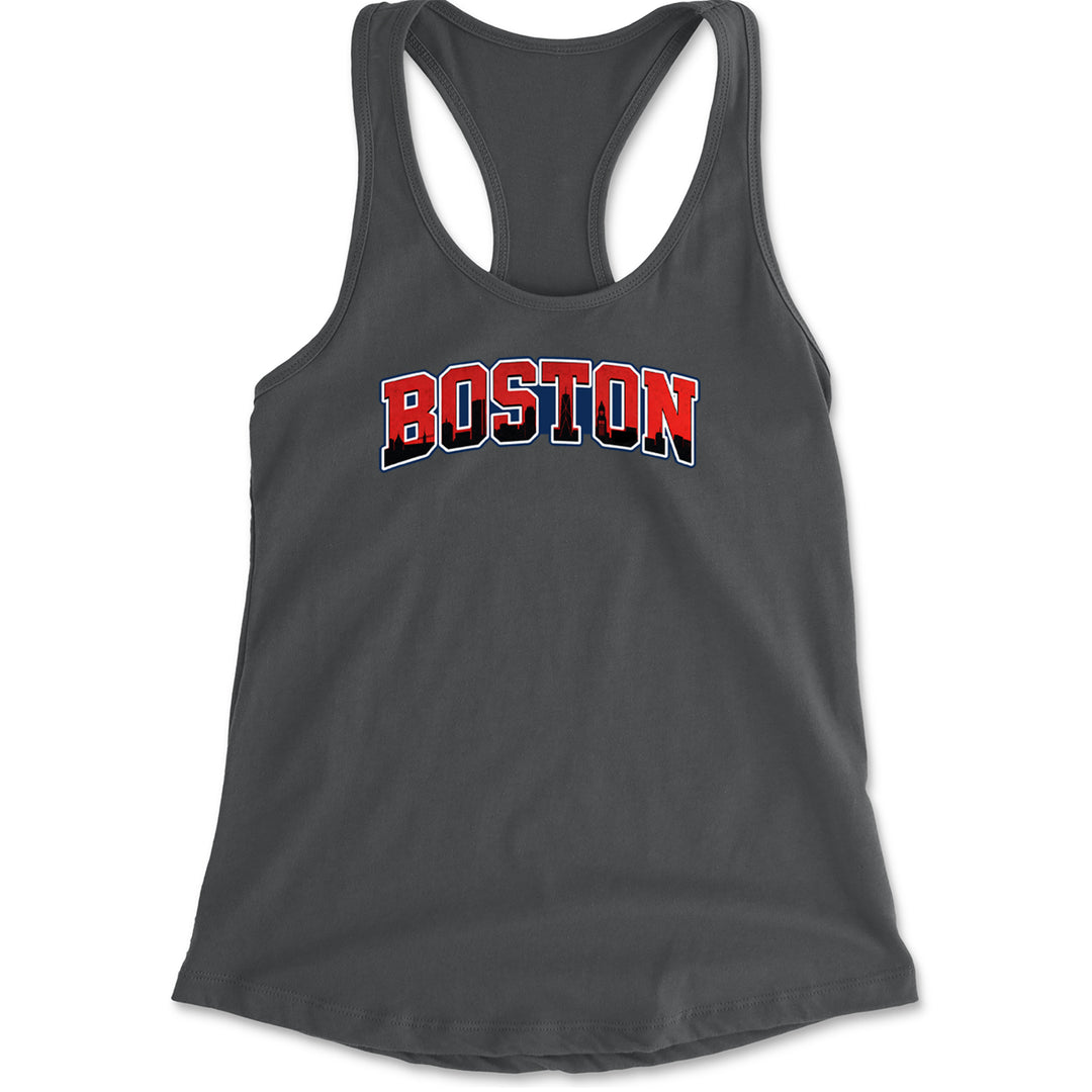 Boston City Pride Skyline Racerback Tank Top for Women Charcoal Grey