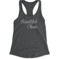 Beautiful Chaos Glitter Music Festival Racerback Tank Top for Women Charcoal Grey