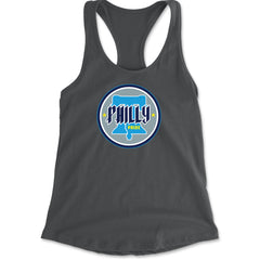 Philly Pride Liberty Bell Racerback Tank Top for Women Charcoal Grey