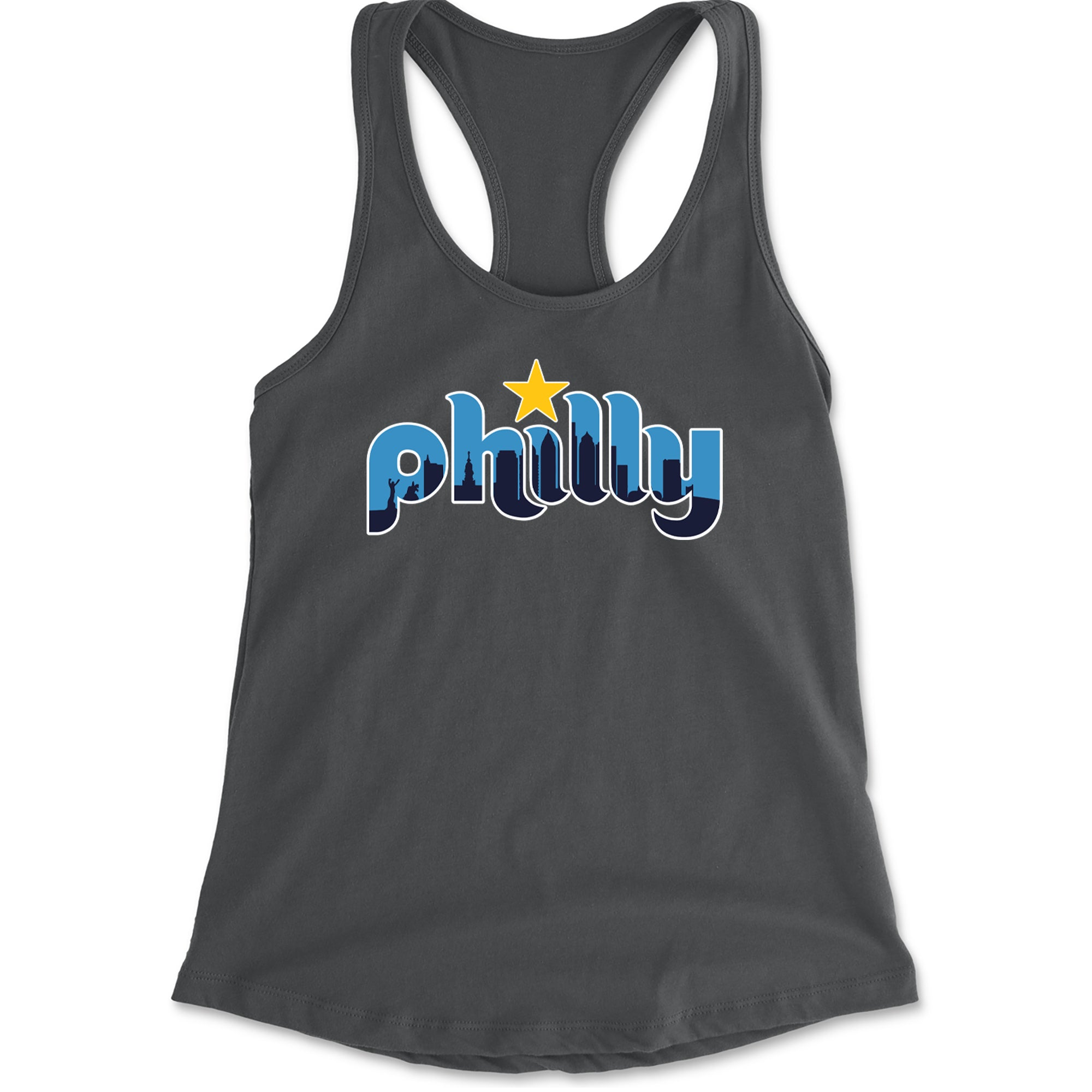 Skyline Philly Philadelphia Racerback Tank Top for Women Charcoal Grey