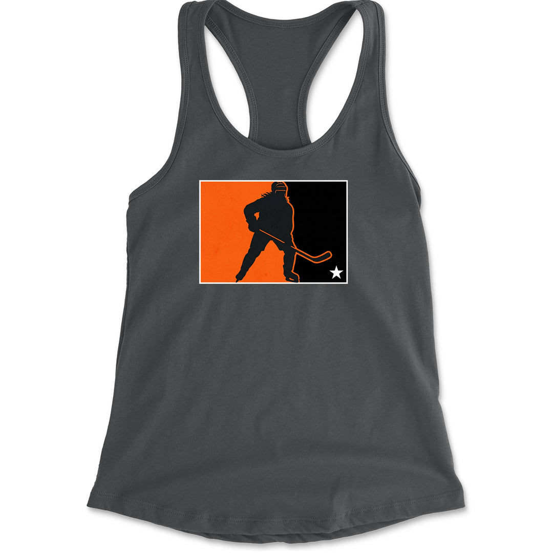 Hockey Enforcer Retro Vintage Racerback Tank Top for Women Charcoal Grey