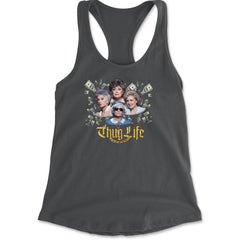 Golden Chain Thug Life Girls Racerback Tank Top for Women Charcoal Grey