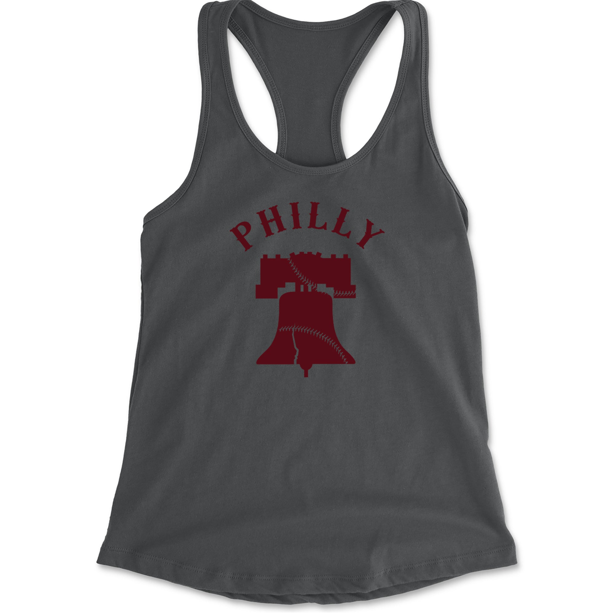 Philly Cracked Liberty Bell Racerback Tank Top for Women Charcoal Grey