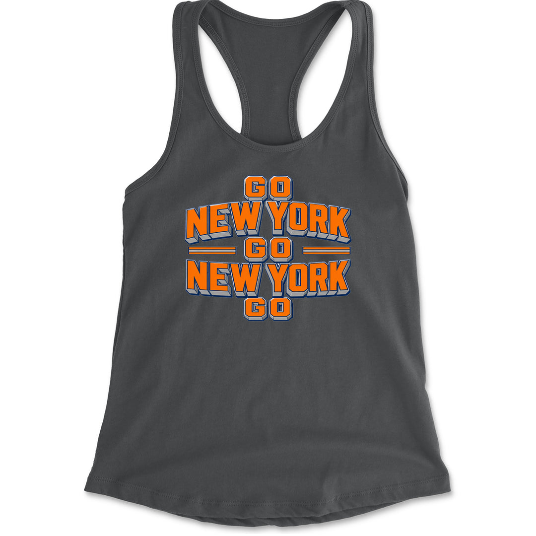 Go New York Go Basketball Racerback Tank Top for Women Charcoal Grey