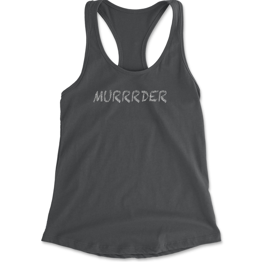 Murrrder Glitter Traitor Racerback Tank Top for Women Charcoal Grey