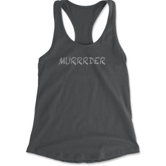 Murrrder Glitter Traitor Racerback Tank Top for Women Charcoal Grey