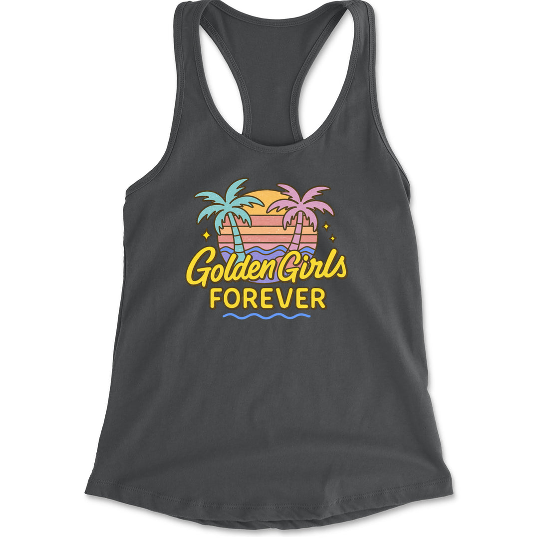 Golden Girls Forever Retro Sunset Racerback Tank Top for Women Charcoal Grey