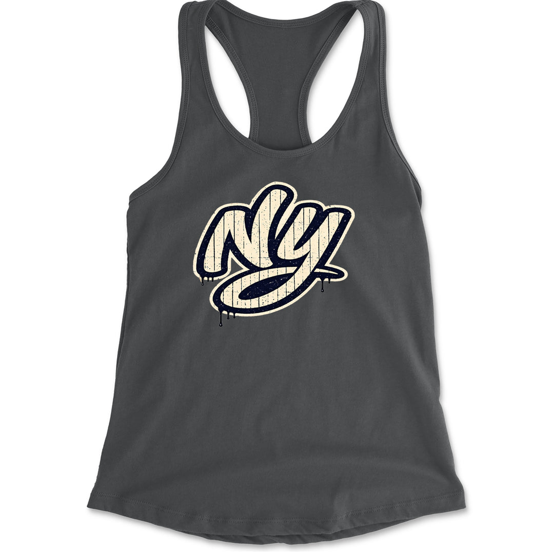 NYC New York City Grunge Street Racerback Tank Top for Women Charcoal Grey