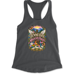 Tennessee Mountain Angel Wings Dolly Racerback Tank Top for Women Charcoal Grey