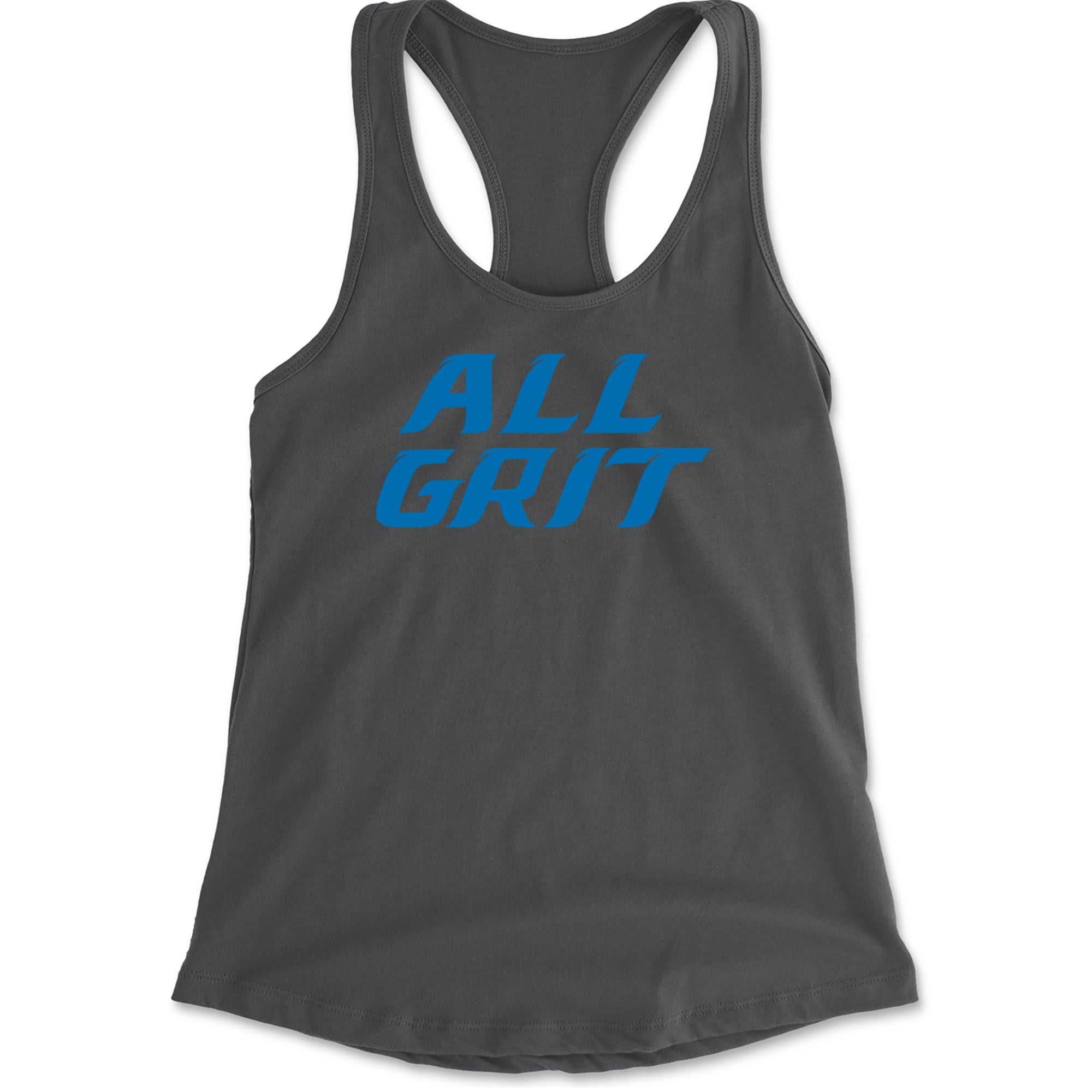 All Grit Detroit Football Racerback Tank Top for Women Charcoal Grey