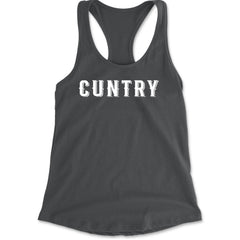 Cuntry Been Country Cowboy Racerback Tank Top for Women Charcoal Grey