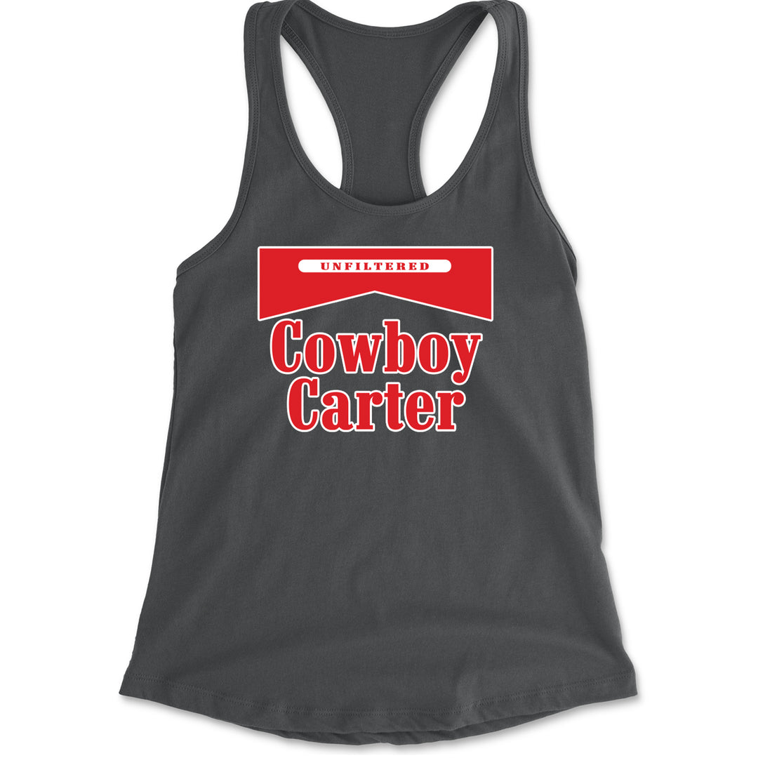 Cowboy Karter Country Act Two Racerback Tank Top for Women Charcoal Grey