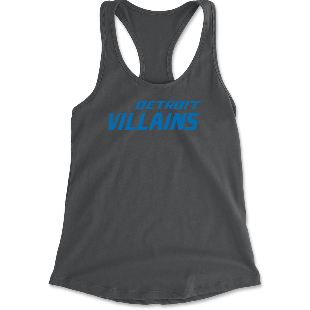 Detroit Villains Grit Football Racerback Tank Top for Women Charcoal Grey