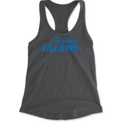 Detroit Villains Grit Football Racerback Tank Top for Women Charcoal Grey
