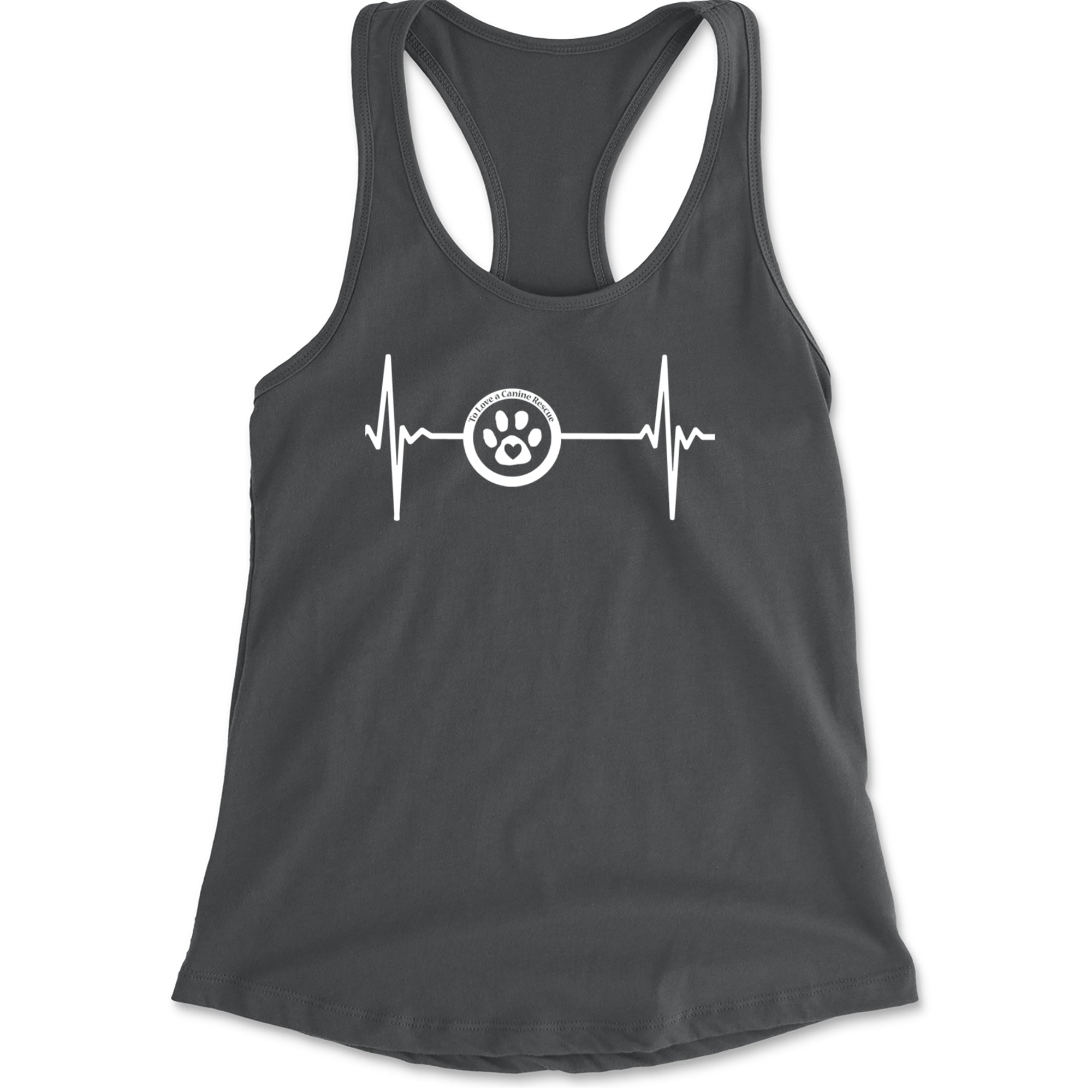 TLC Rescue Heartbeat Racerback Tank Top for Women Charcoal Grey