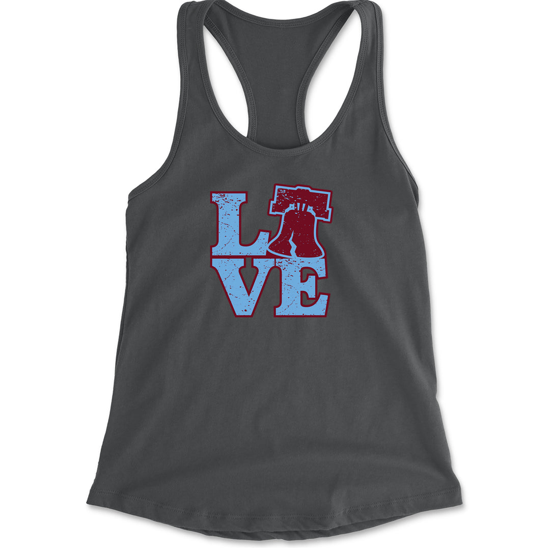 Love Philly Liberty Bell Racerback Tank Top for Women Charcoal Grey