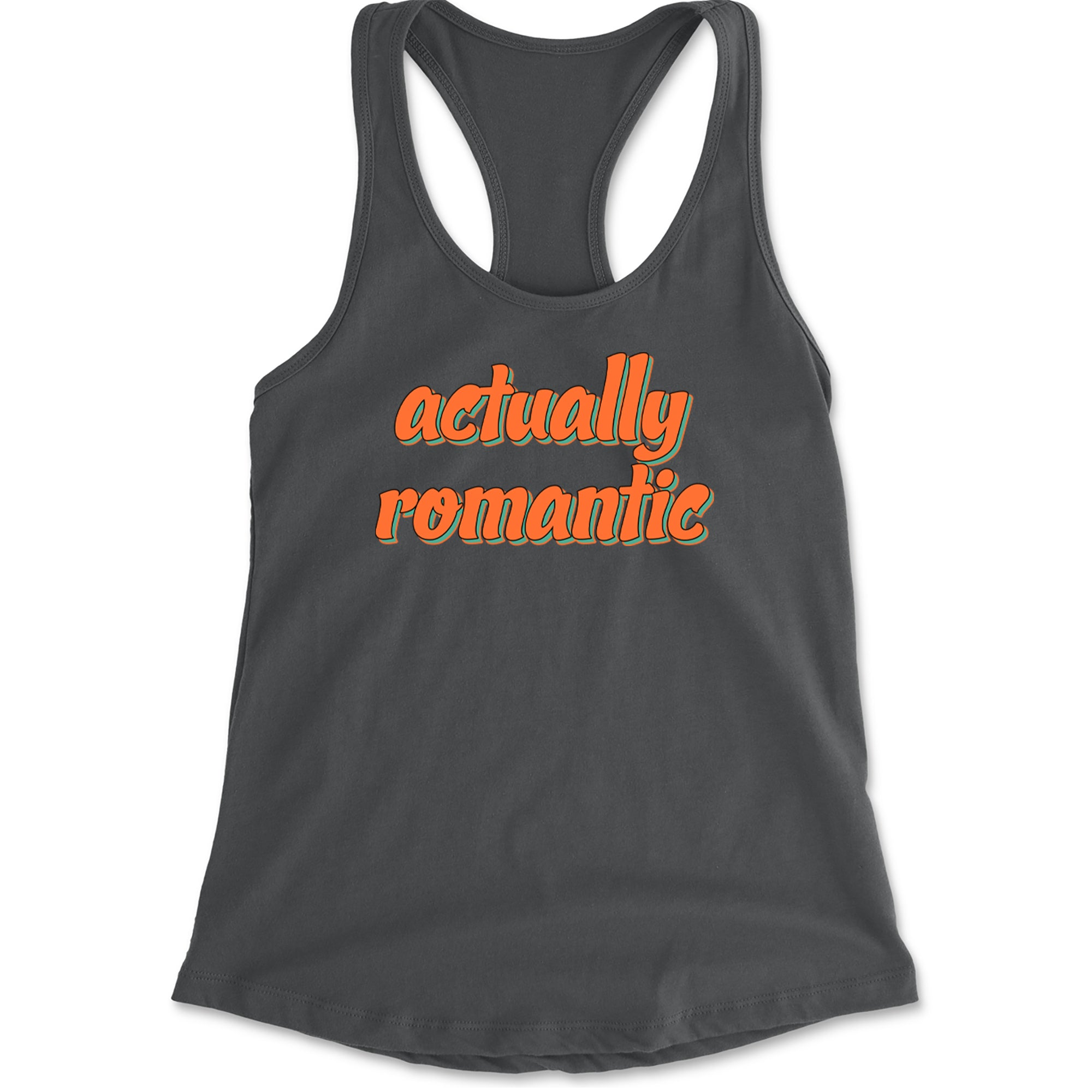 Actually Romantic Racerback Tank Top for Women Charcoal Grey