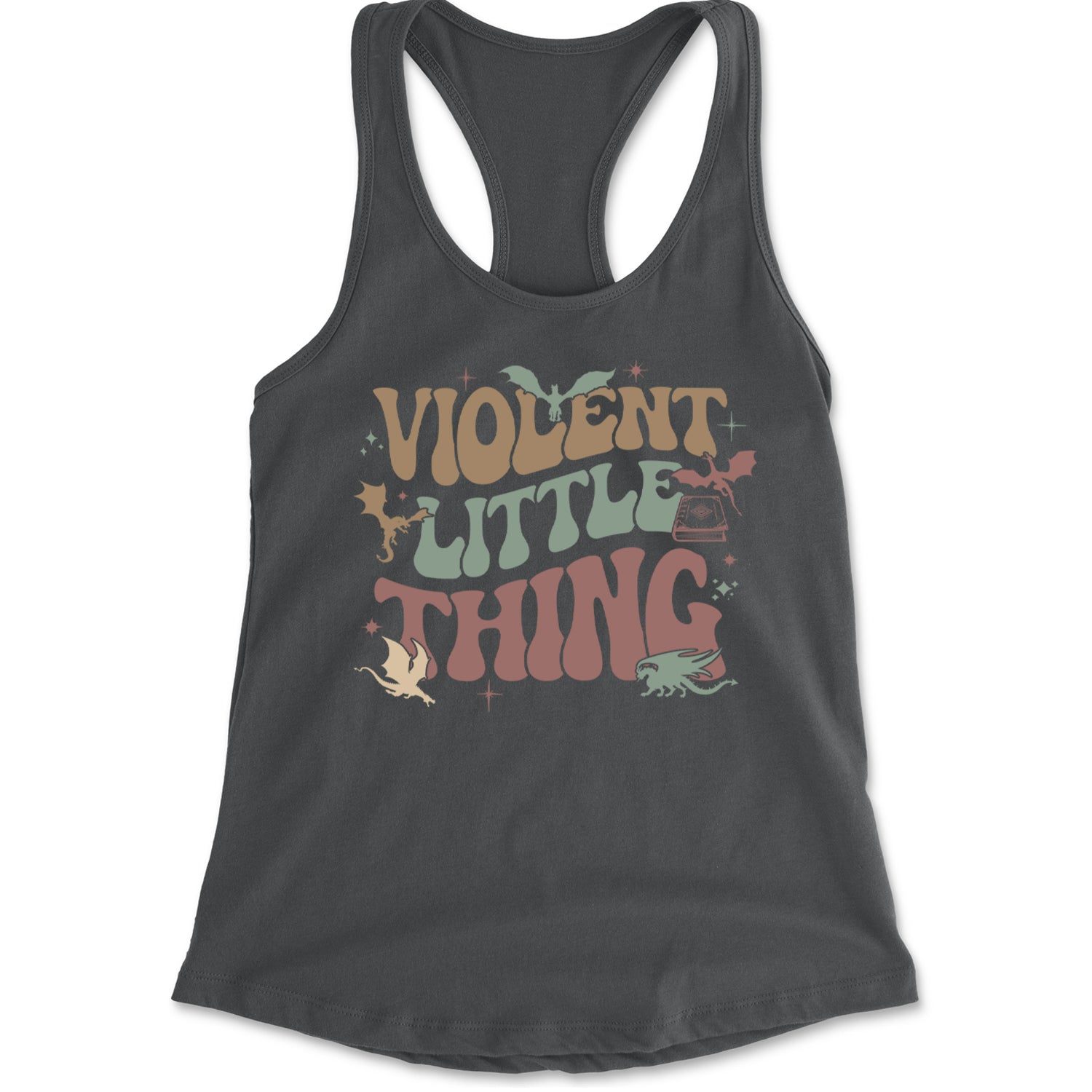 Violent Little Thing Dragon Racerback Tank Top for Women Charcoal Grey