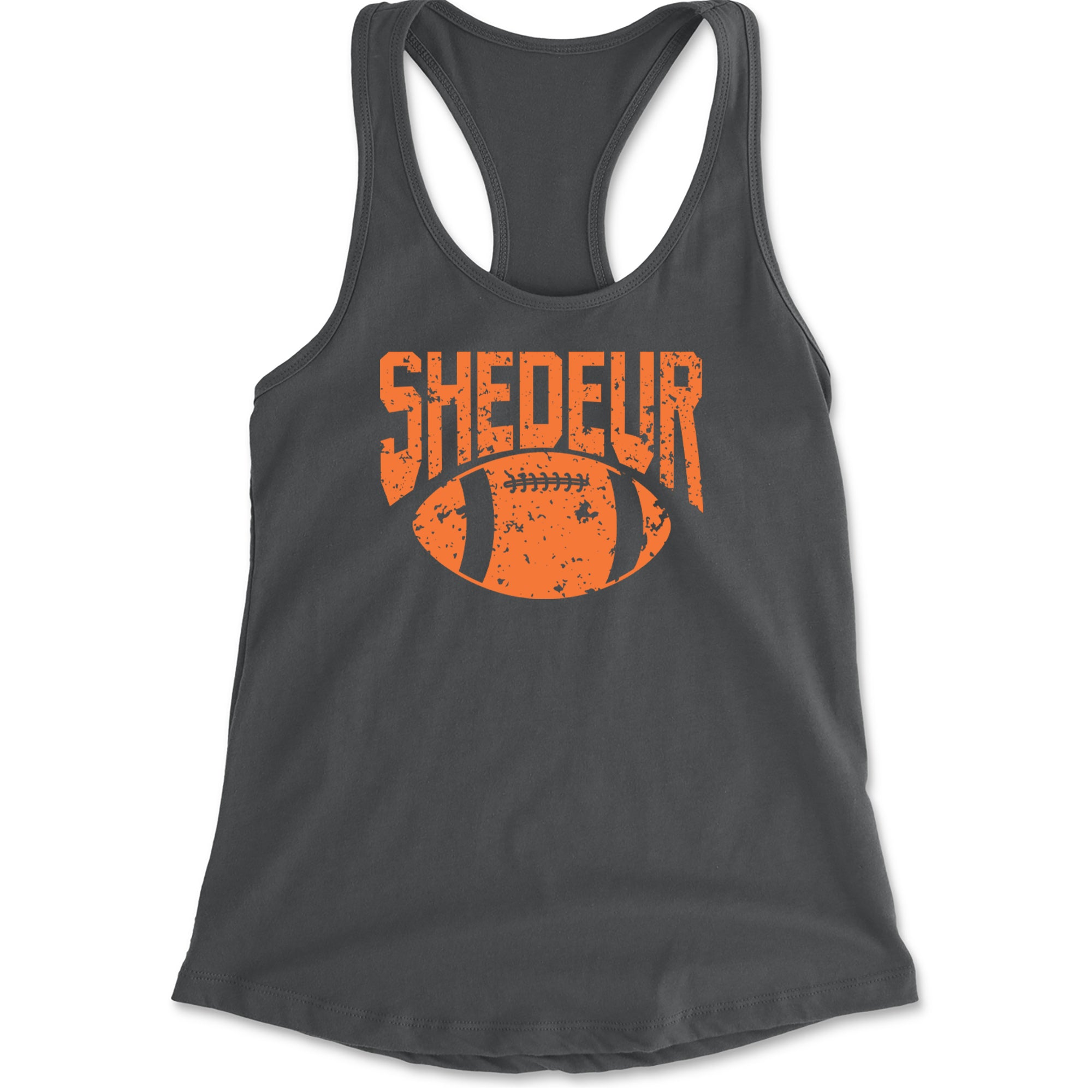 Shedeur Football Racerback Tank Top for Women Charcoal Grey