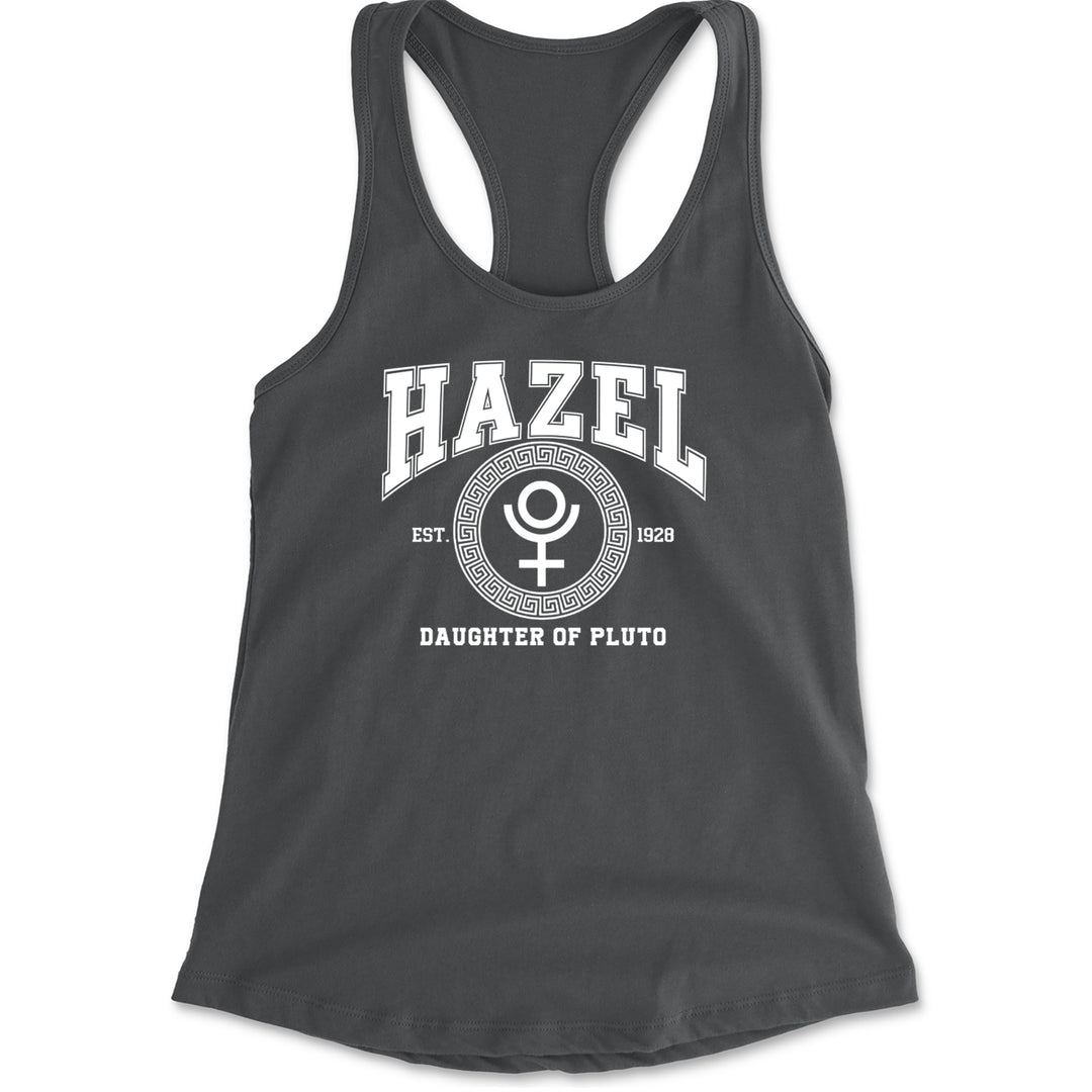Hazel Daughter of Pluto Roman Gold Racerback Tank Top for Women Charcoal Grey