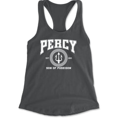 Percy Son Of Poseidon Sea God Racerback Tank Top for Women Charcoal Grey