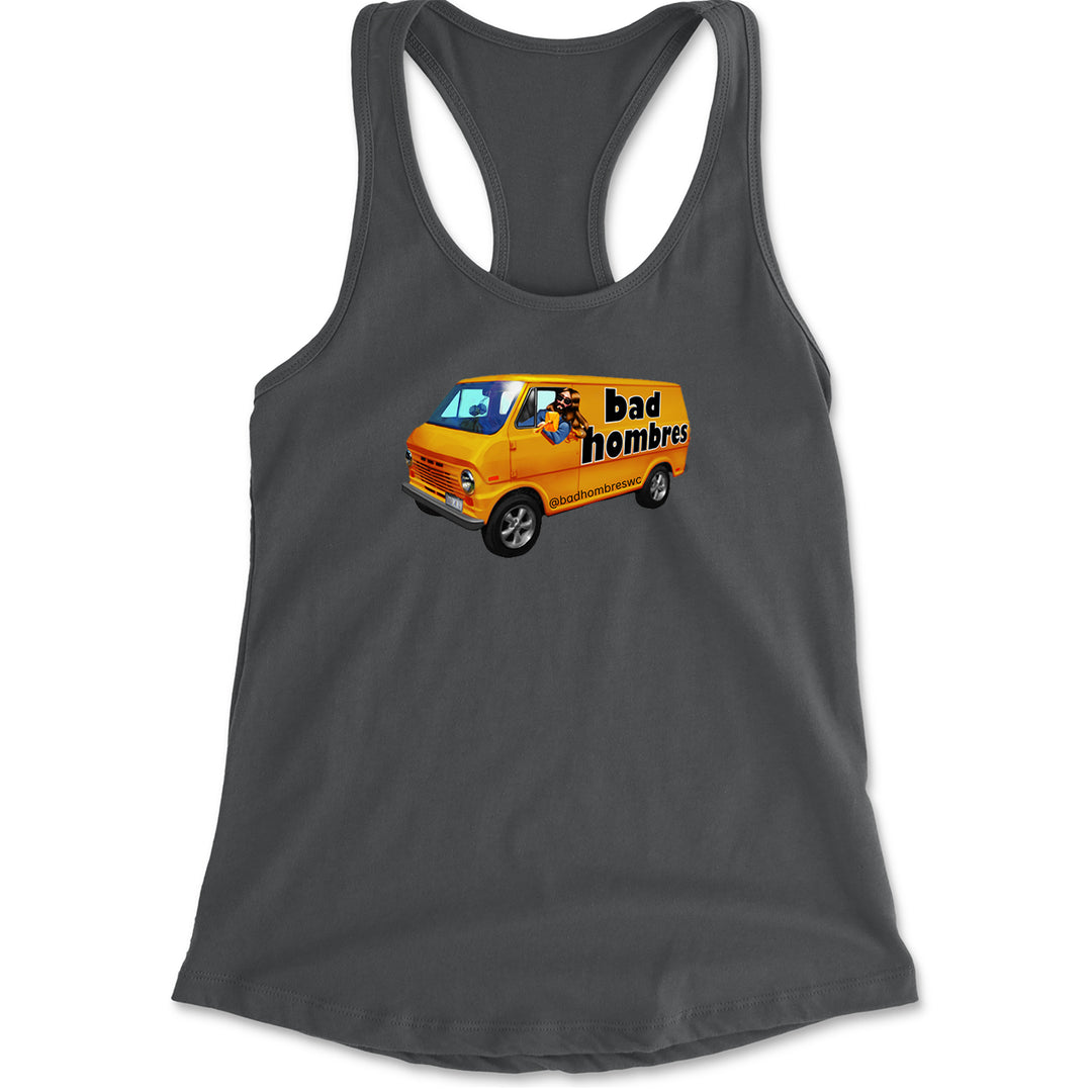 Bad Hombres Van West Chester Band Racerback Tank Top for Women Charcoal Grey