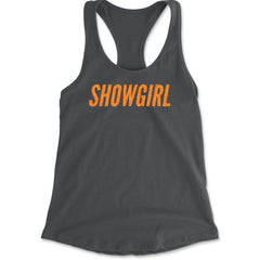 Showgirl Orange Glitter Racerback Tank Top for Women Charcoal Grey