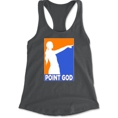 Point God Cunningham Basketball Pointing Meme  Racerback Tank Top for Women Charcoal Grey