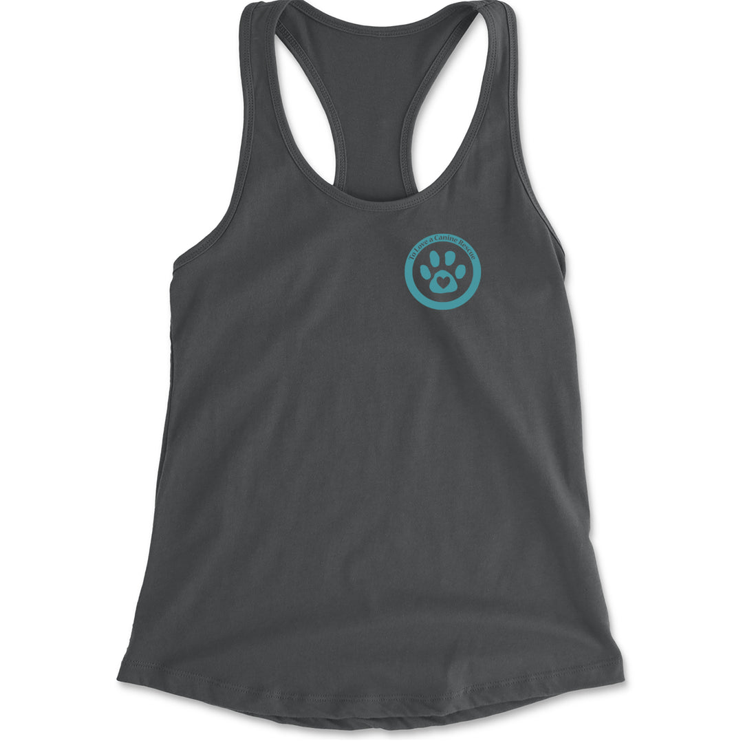 TLC To Love a Canine Dog Rescue Teal Racerback Tank Top for Women Charcoal Grey
