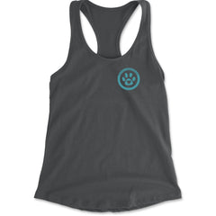 TLC To Love a Canine Dog Rescue Teal Racerback Tank Top for Women Charcoal Grey