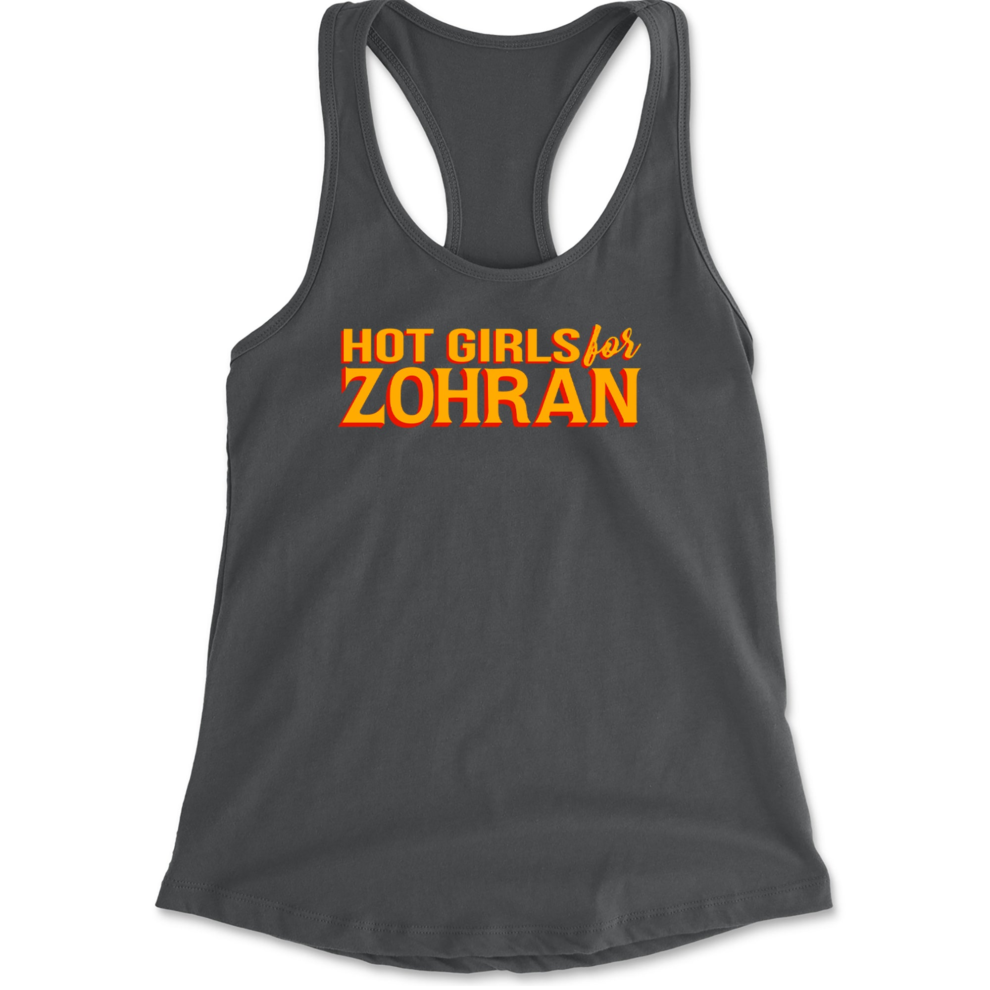 Hot Girls for Zohran Meme Racerback Tank Top for Women Charcoal Grey