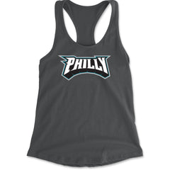 Philly Bold Block Throwback Racerback Tank Top for Women Charcoal Grey