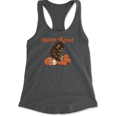 Punch Stay Kind Macaque Racerback Tank Top for Women Charcoal Grey