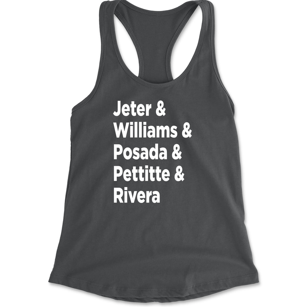 Jeter & Williams & Posada & Pettitte & Rivera Racerback Tank Top for Women Charcoal Grey