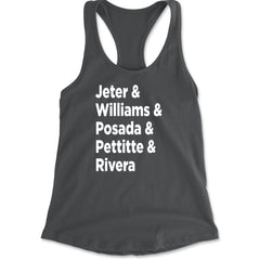 Jeter & Williams & Posada & Pettitte & Rivera Racerback Tank Top for Women Charcoal Grey