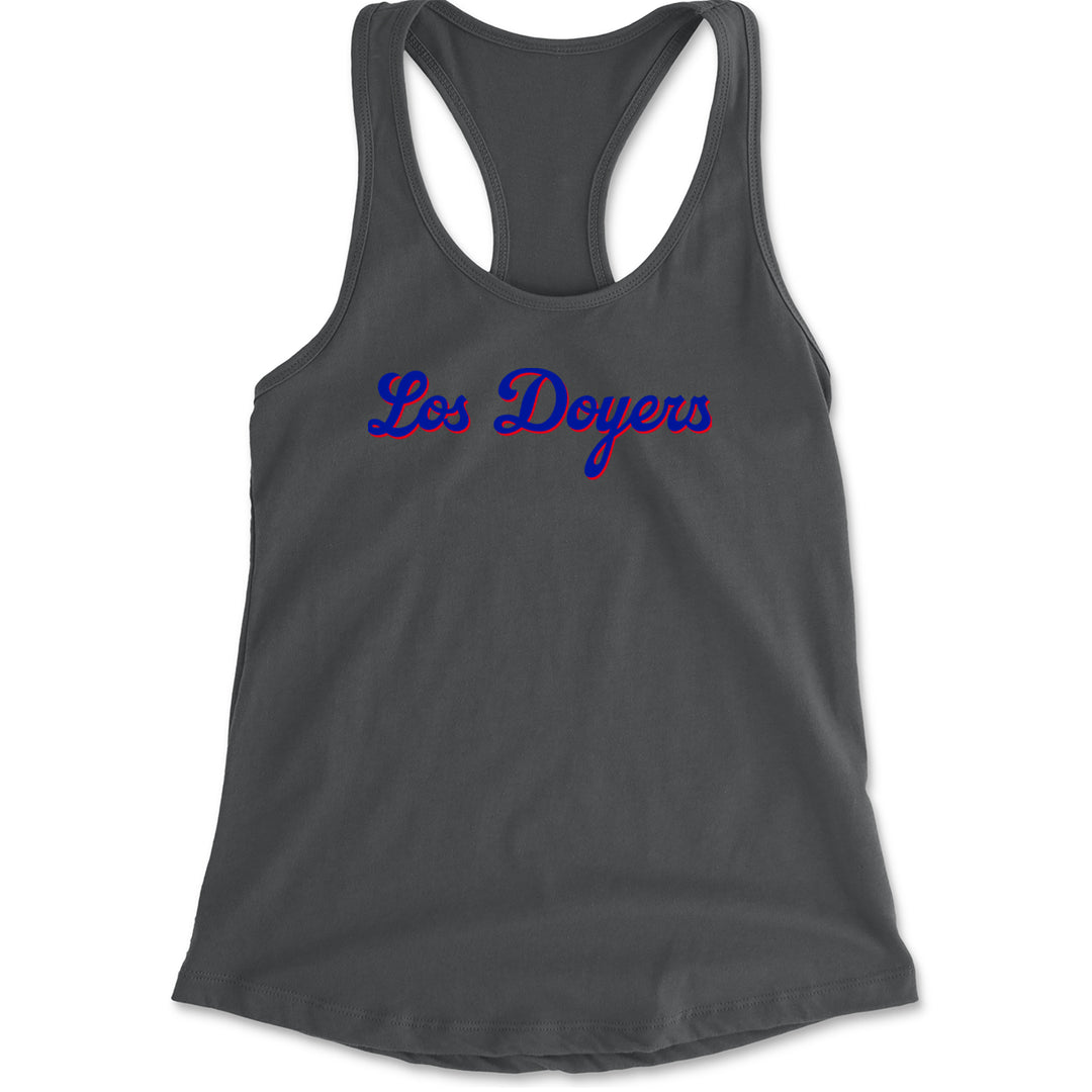 Los Doyers LA Baseball Racerback Tank Top for Women Charcoal Grey