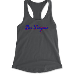 Los Doyers LA Baseball Racerback Tank Top for Women Charcoal Grey