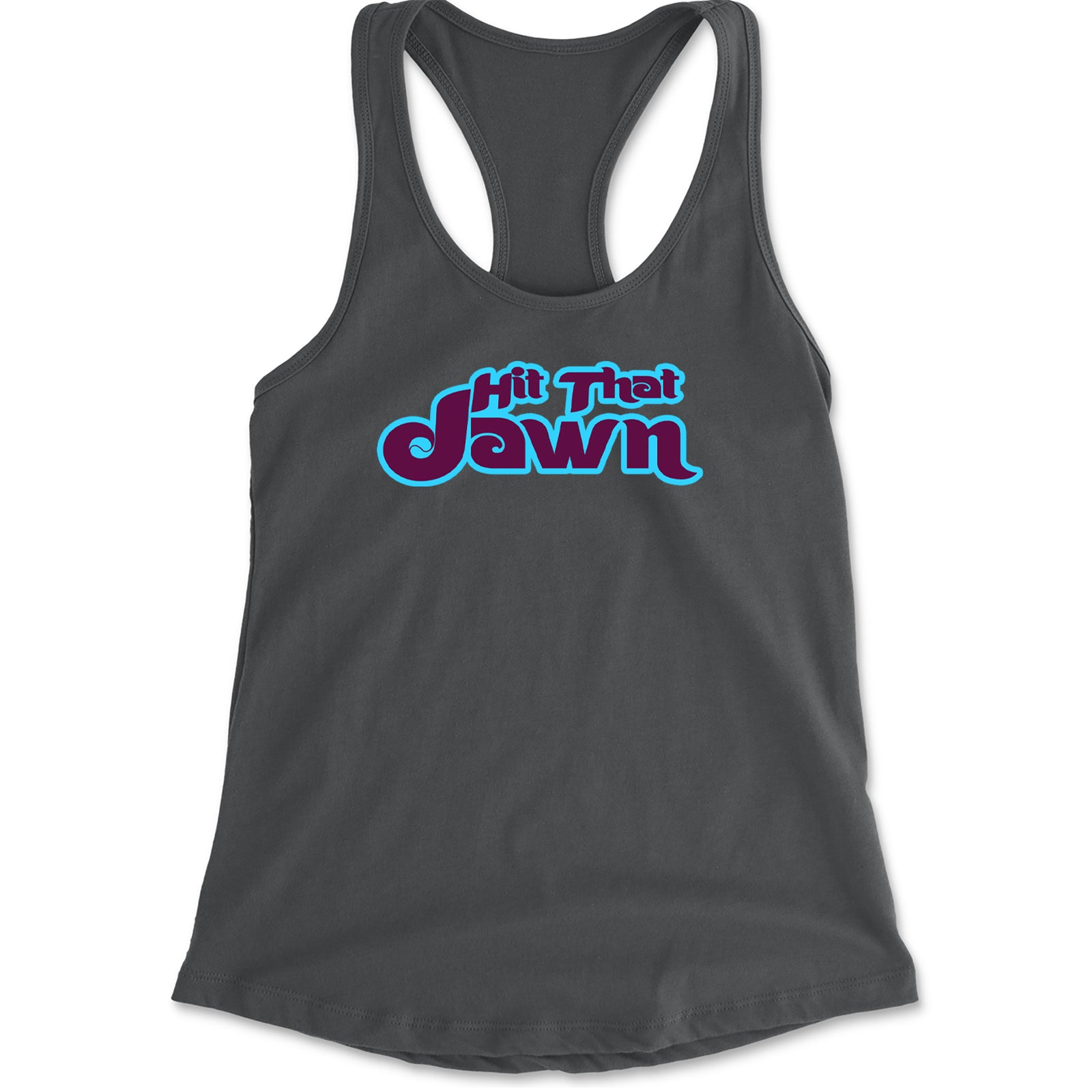 Hit That Jawn Philly Baseball Racerback Tank Top for Women Charcoal Grey