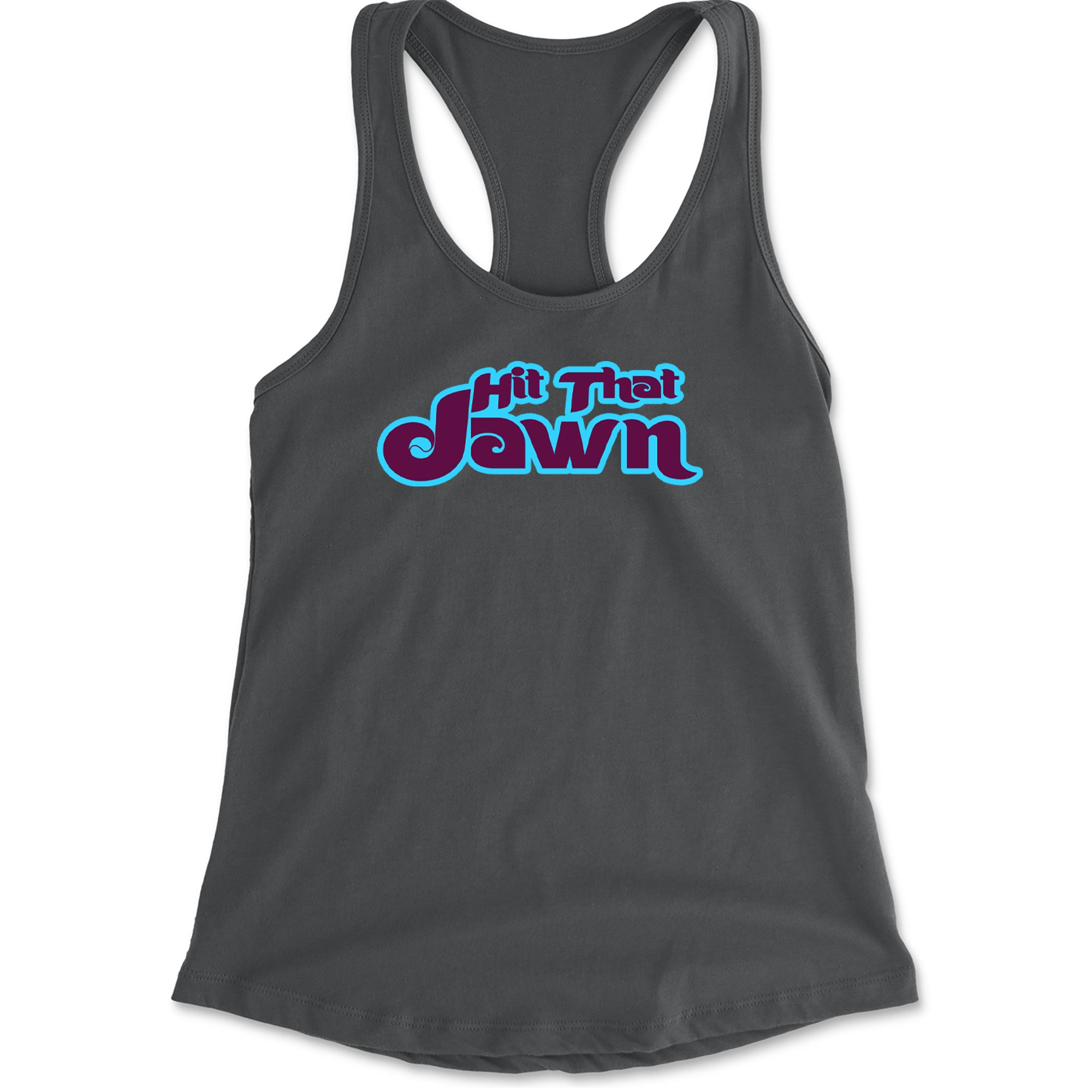 Hit That Jawn Philly Baseball Racerback Tank Top for Women Charcoal Grey
