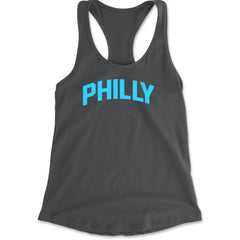 Philly Philadelphia Pride graphic on Women's Lightweight Racerback Tank in Charcoal Grey