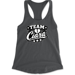 Team Ciara Scamanda Broken Heart Racerback Tank Top for Women Charcoal Grey