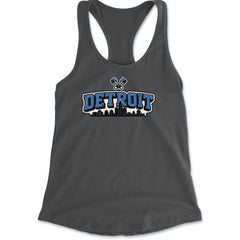 Detroit Motor City Retro Piston Racerback Tank Top for Women Charcoal Grey