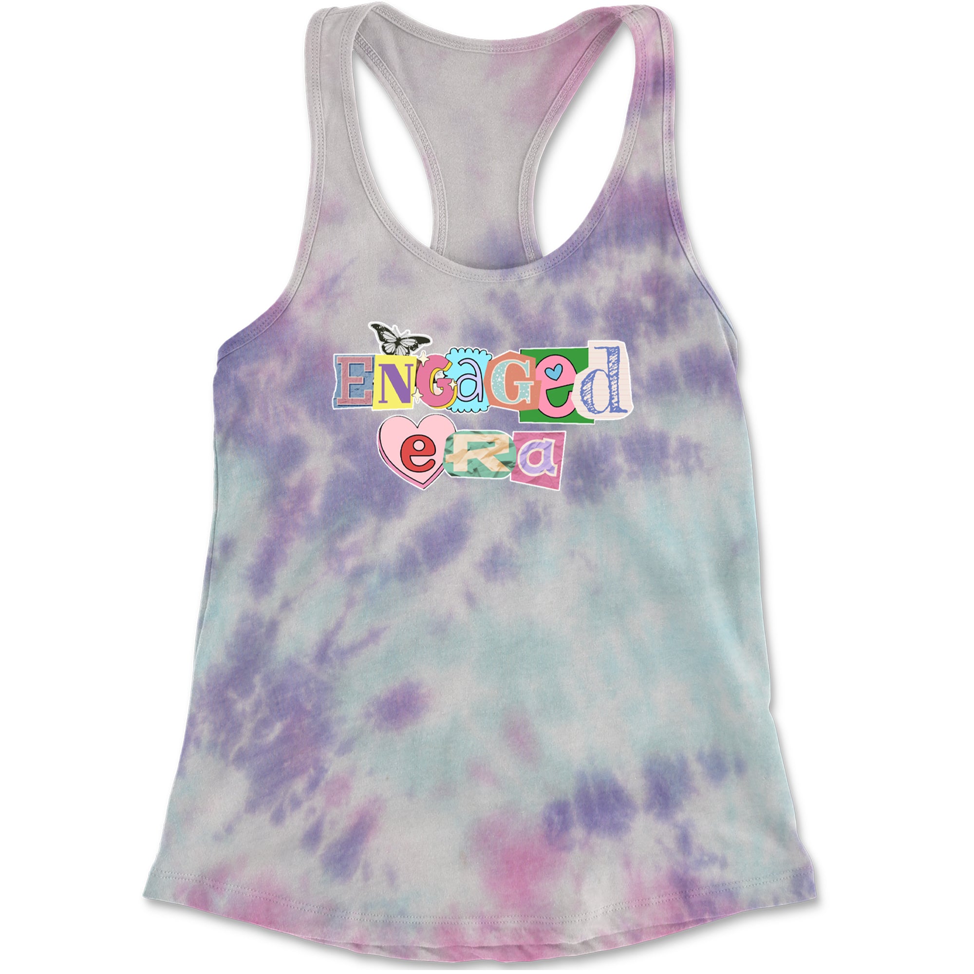 Engaged Era Aesthetic Retro Collage Design Racerback Tank Top for Women Cotton Candy