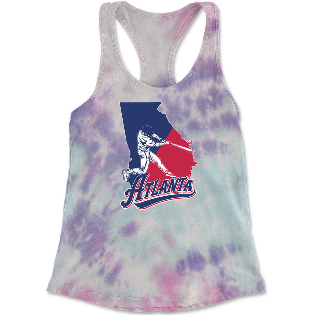 Atlanta Georgia Batter Up Racerback Tank Top for Women Cotton Candy