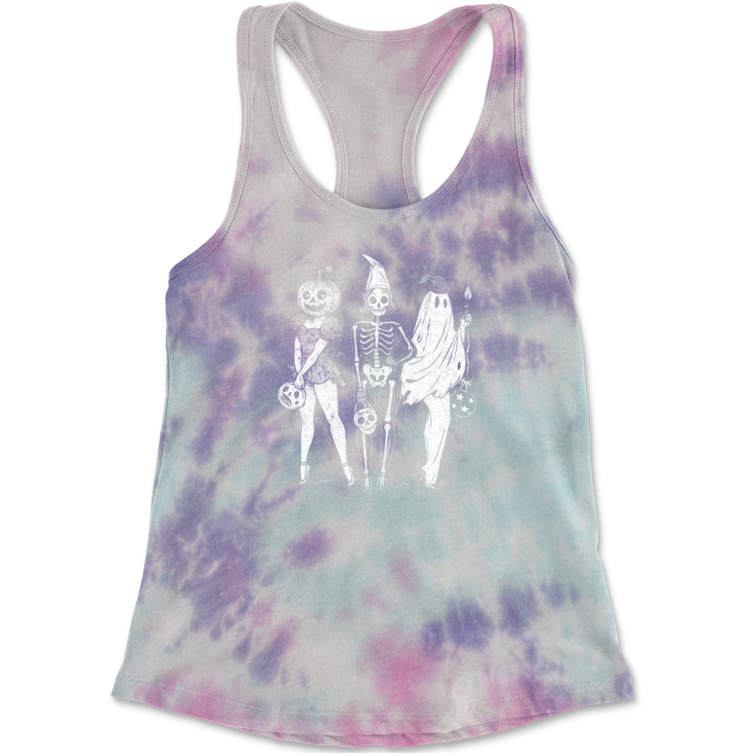 Vintage Spooky Squad Pinup Halloween Design Racerback Tank Top for Women Cotton Candy