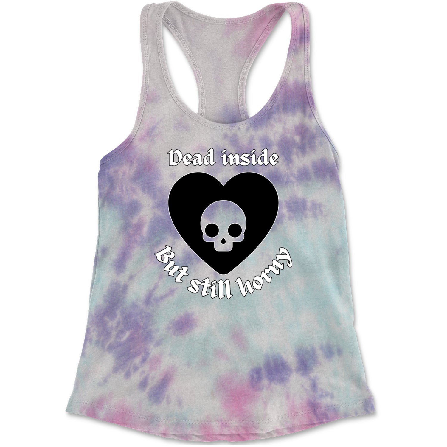 Dead Inside But Still Horny Skull Romantasy Racerback Tank Top for Women Cotton Candy